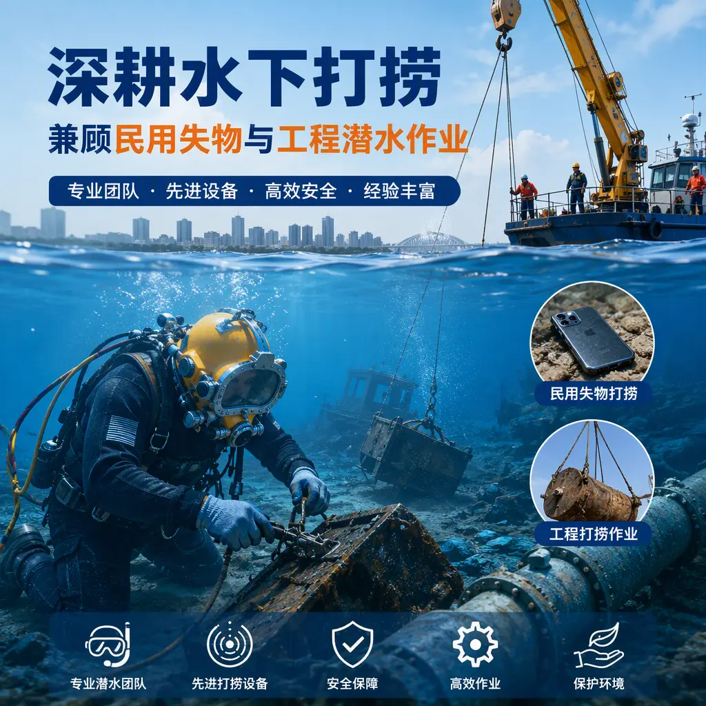 深耕水下打捞，兼顾民用失物与工程潜水作业曲麻莱