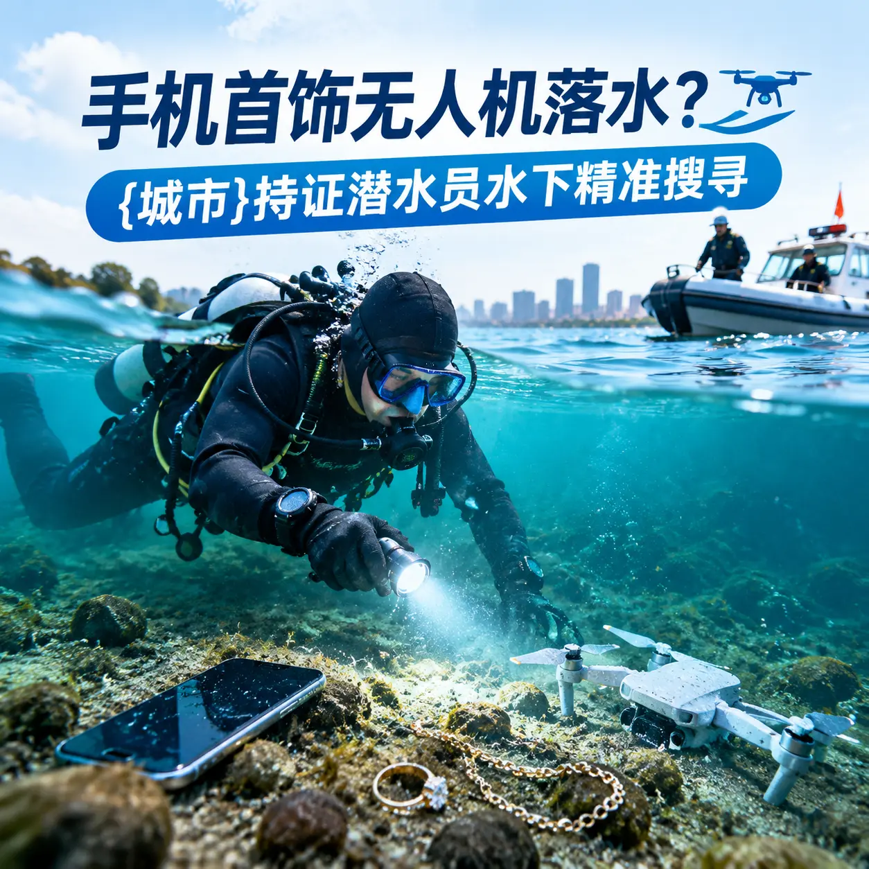 手机首饰无人机落水？曲麻莱持证潜水员水下精准搜寻